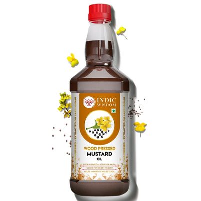 Indic Wisdom Mustard (Sarson) Wood Pressed Oil | Cold Pressed - Extracted on Wooden Churner