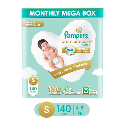 Pampers Premium Care Baby Diapers | Pant Style | S | 140 pcs