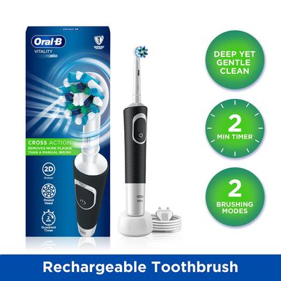 Oral-B Vitality Cross Action Electric Rechargeable Toothbrush, Powered By Braun (Black
