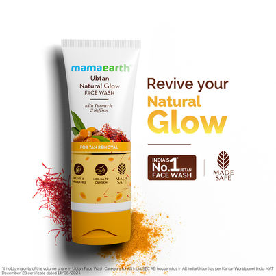 Mamaearth Ubtan Face Wash With Turmeric & Saffron For Tan Removal | Skin Brightening