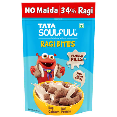 Tata Soulfull Ragi Bites Vanilla Fills, No Maida, More Cream Filling, Kids Cereal