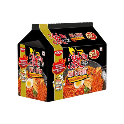 Nissin Geki - Hot and Spicy Korean Chicken Flavoured Ramen Instant Noodles | 5 in 1 pack Nissin Geki - Hot and Spicy Korean Chicken Flavoured Ramen Instant Noodles | 5 in 1 pack