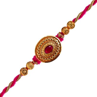 Kundan Golden Pink Kundan Beads Designer Rakhi for Bhai and Bhaiya with Roli Chawal Pack (eCraftIndia) Kundan Golden Pink Kundan Beads Designer Rakhi for Bhai and Bhaiya with Roli Chawal Pack (eCraftIndia)