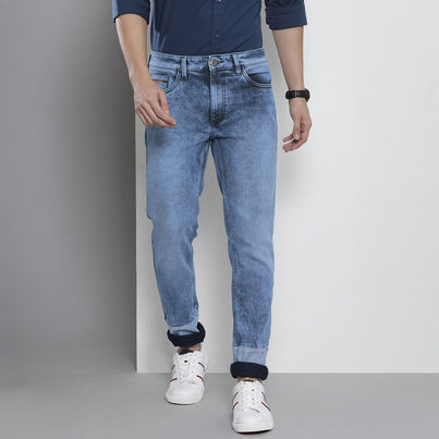 The Indian Garage Co Men's Regular Fit Colourblocked Casual Jeans | Blue | 30 The Indian Garage Co Men's Regular Fit Colourblocked Casual Jeans | Blue | 30