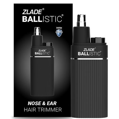 Zlade Ballistic Trimmer for Nose & Ear Hair | AAA Battery-Operated | Waterproof - Black