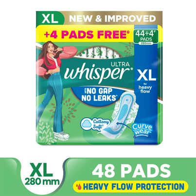 Whisper Ultra Hygiene+Comfort Sanitary Pads | XL | 48 pcs