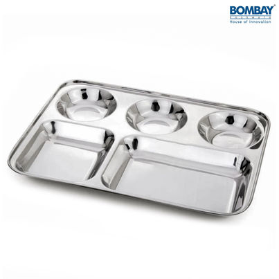 Bombay Kookware Stainless Steel Compartment Plates ( 5In 1) Bhojan Thali