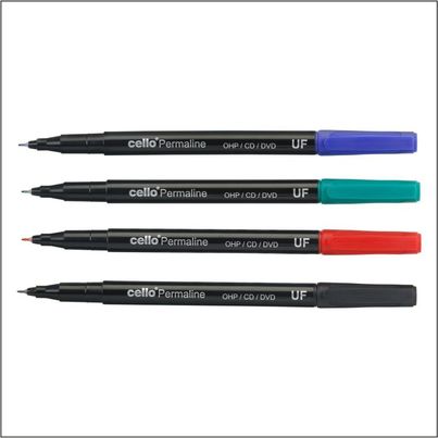 Bic Cello Permaline Cd Assorted Markers Pack Of 4