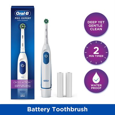 Oral-B Pro Expert Battery Operated With Replaceable Brush Head Electric Toothbrush (White)