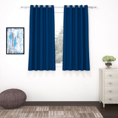 Story@Home 300 GSM 5 feet Faux Silk Blackout 1 U Window Curtain | Navy Blue Story@Home 300 GSM 5 feet Faux Silk Blackout 1 U Window Curtain | Navy Blue