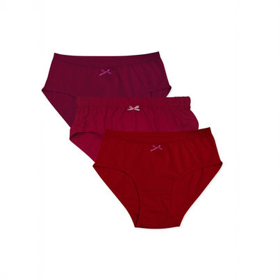 D'Chica Girls Cotton Printed Hipster Elasticated Waistband Maroon Red & Wine Pack Of 3 - XXXS Panty
