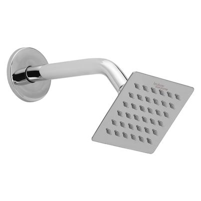 Hindware 100 mm Stainless Steel Ultra Thin Overhead Rain Shower with 225 mm Arm - Square Head Hindware 100 mm Stainless Steel Ultra Thin Overhead Rain Shower with 225 mm Arm - Square Head
