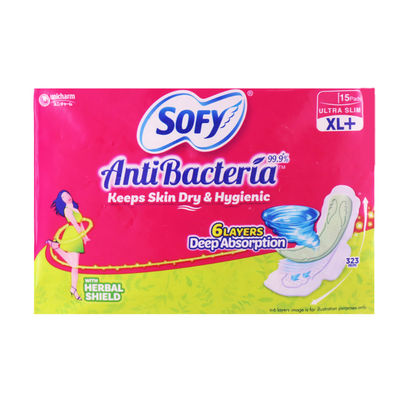 Sofy AntiBacteria XL+ Sanitary Pads |6 Layer Deep Absorption | 323mm Sofy AntiBacteria XL+ Sanitary Pads |6 Layer Deep Absorption | 323mm