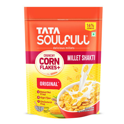 Tata Soulfull Corn Flakes, Original, Crunchy Corn & Millets, Baked Not Fried, High Fiber Tata Soulfull Corn Flakes, Original, Crunchy Corn & Millets, Baked Not Fried, High Fiber