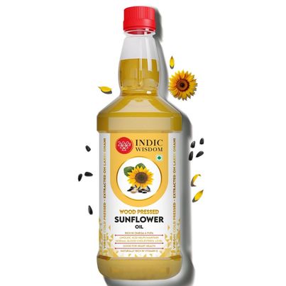 Indic Wisdom Sunflower Wood Pressed Oil | Cold Pressed - Extracted on Wooden Churner
