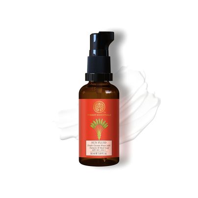 Forest Essentials Sheer Sun Fluid SPF 50 PA++++ | Hydrating Ayurvedic Sunscreen