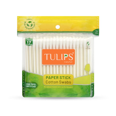 Tulips Paper Stick Cotton Buds Zipper Bag