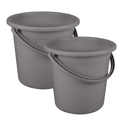 Kuber Industries Plastic Strong Bucket for Bathroom for Bathing|18 L|Pack of 2|Gray Kuber Industries Plastic Strong Bucket for Bathroom for Bathing|18 L|Pack of 2|Gray
