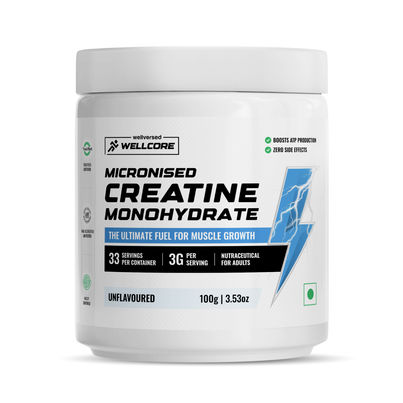 Wellcore - Micronised Creatine Monohydrate (100G, 33 Servings) | 100% Pure Creatine | Unflavored