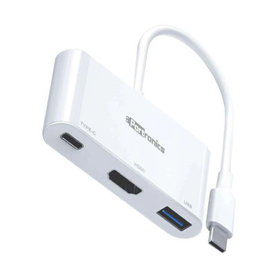 Portronics C-Konnect 3-In-1 USB Type C Adapter - White | Type-C + USB + HDMI