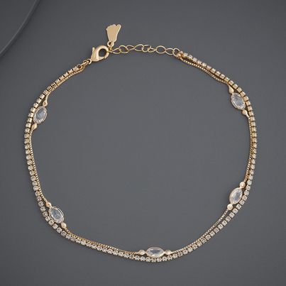 Kushal s Fashion Jewellery White Gold-Plated Zircon Trendy Payal | 441685