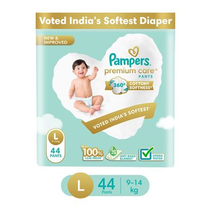 Pampers Premium Care Baby Diapers | Pant Style | L | 44 pcs