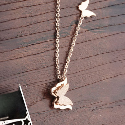 YouBella 18k Rose Gold Plated Butterfly Necklace Pendant for Women and Girls (YBNK - 5666)