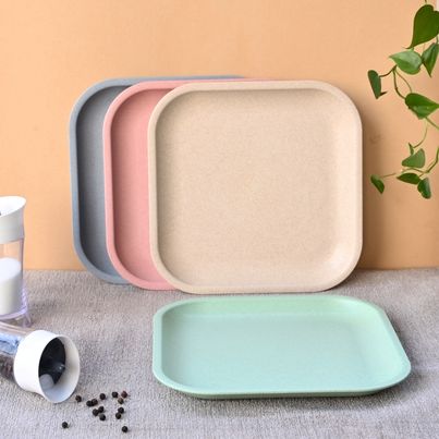 Eha Earth Friendly Snack Plate | 8", 4 pcs, Multi-light | Made with Rice Husk Biocomposite