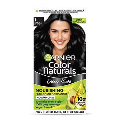 Garnier Color Naturals Long-Lasting Creme Hair Color | Natural Black - Shade 1 Garnier Color Naturals Long-Lasting Creme Hair Color | Natural Black - Shade 1