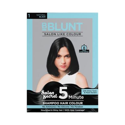 BBlunt Salon Secret 5 Minute Shampoo Hair Colour For 100% Grey Coverage - Natural Black