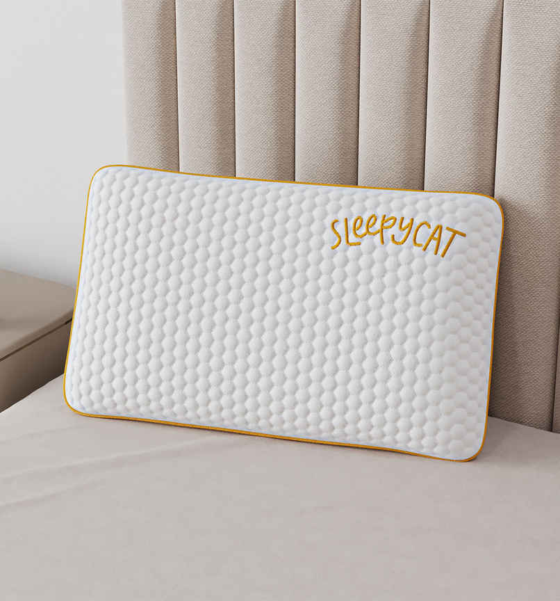 Sleepycat Bamboo Fabric Orthopaedic Memory Foam Pillow White (Standard Size, 25 x 16 Inches)