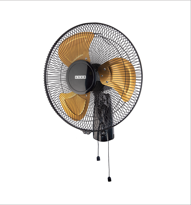 Usha Colossus Wall Fan, 400mm, 1320 Rpm, Rust free Aluminium Blades, Black And Golden