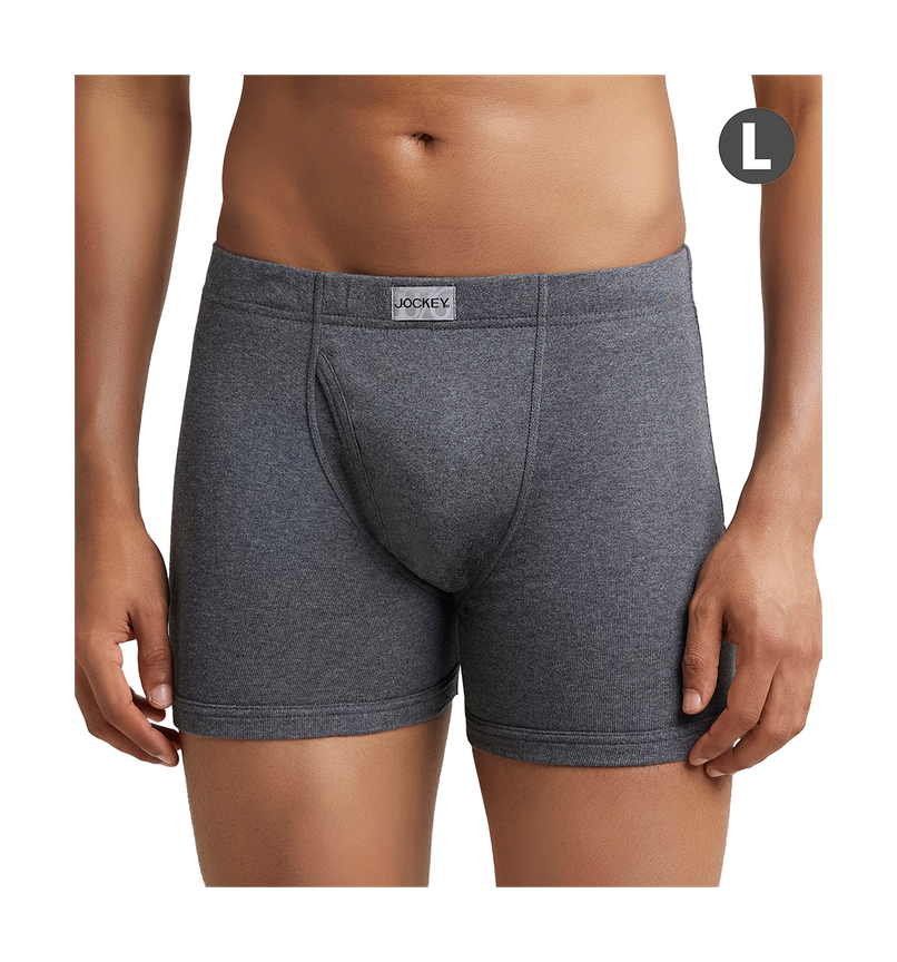 Jockey 8008 Men's Super Combed Cotton Rib Underwear Solid Boxer Brief|Concealed Waistband | Grey-L Jockey 8008 Men's Super Combed Cotton Rib Underwear Solid Boxer Brief|Concealed Waistband | Grey-L