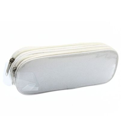 Double Zipper Transparent Stationery/Travel Pouch, Assorted Color, Large Size