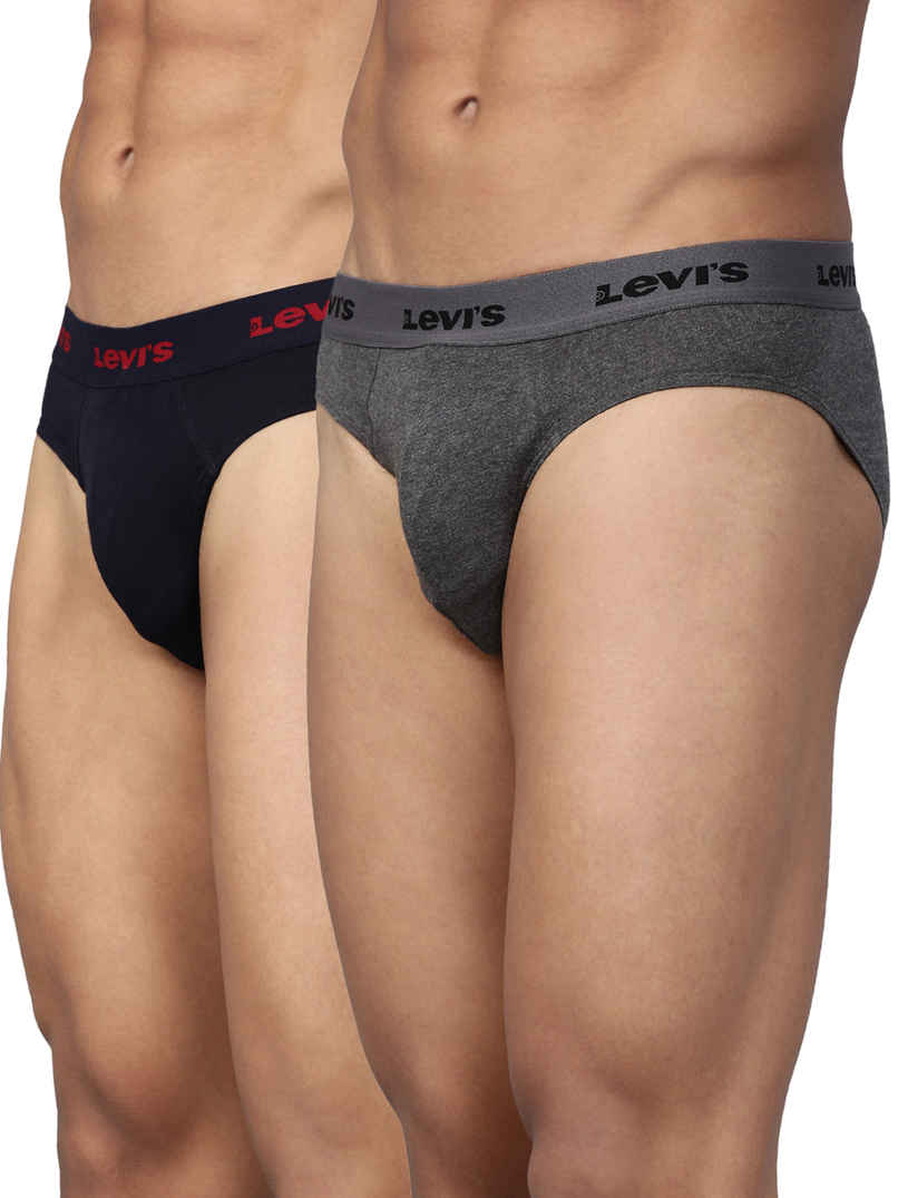Levi's 009 Men's Neo Brief | Comfort & Smartskin Technology | Pack Of 2 | D. Grey Mel,Navy | S Levi's 009 Men's Neo Brief | Comfort & Smartskin Technology | Pack Of 2 | D. Grey Mel,Navy | S