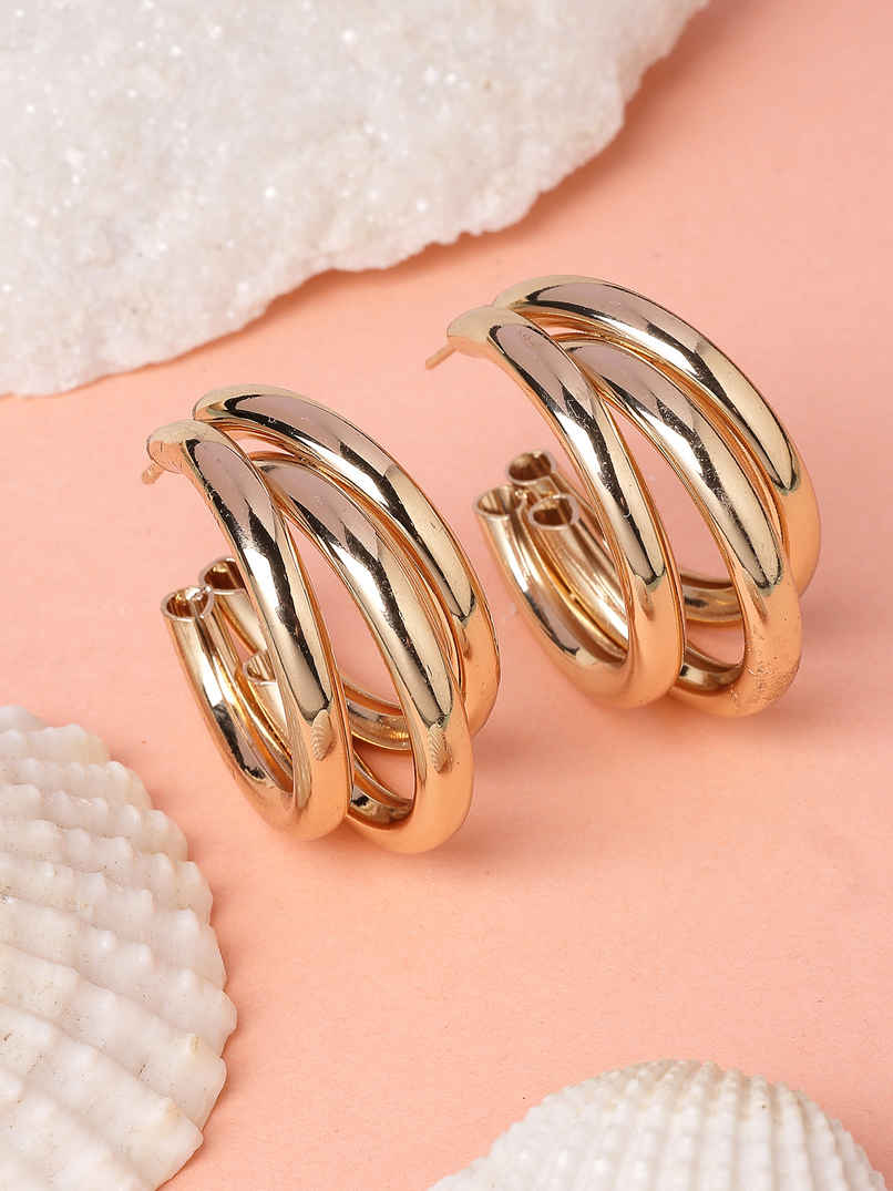 Scintillare By Sukkhi Western Fashionable Gold Plated Half Hoop Earrings For Women | E107256