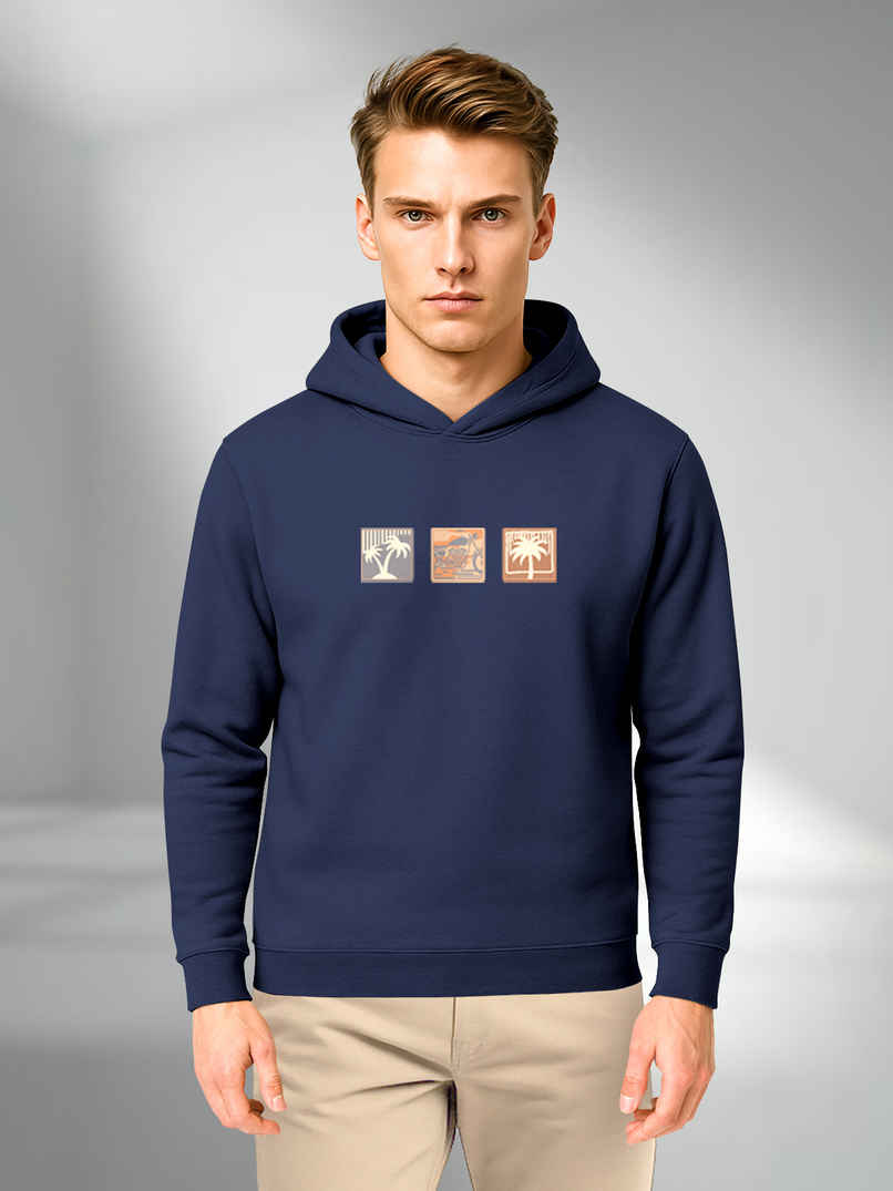 Bullmer Men's Trendy Cotton Blend Stylish Hoodie Sweatshirt for Winter Wear | Navy Blue - L