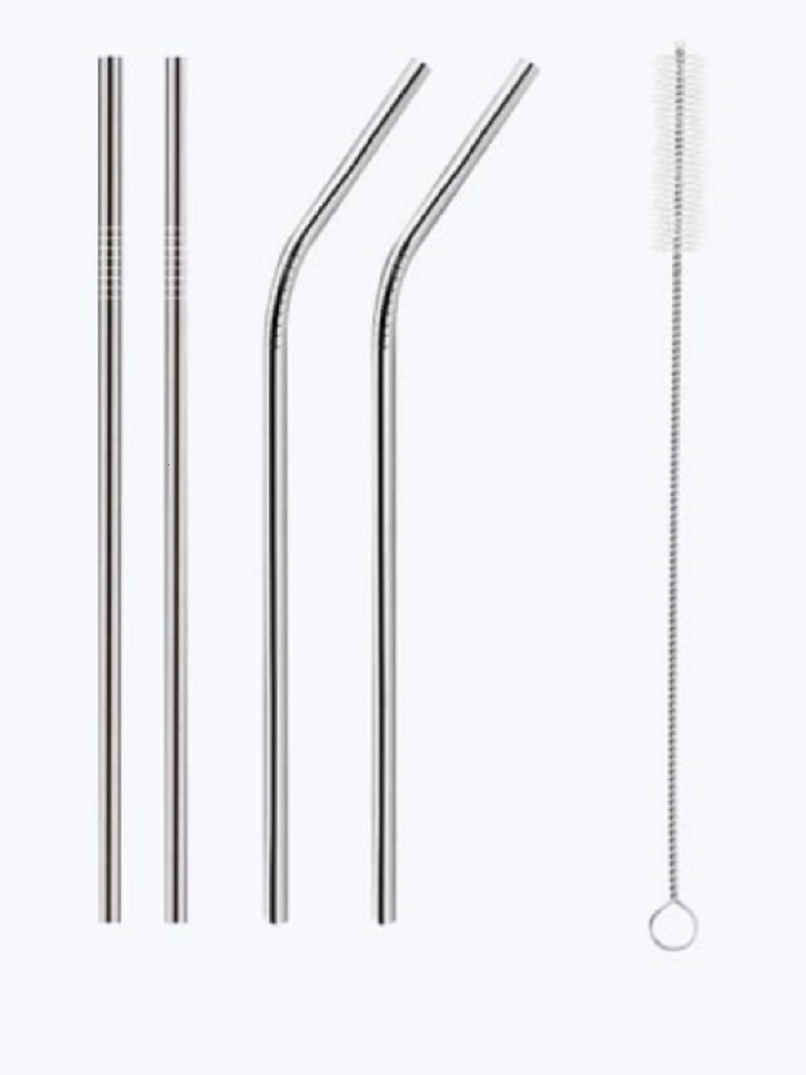Soham Housewares Reusable Stainless Steel Straw With Cleaning Brush- Long Metal Straws For Drinking