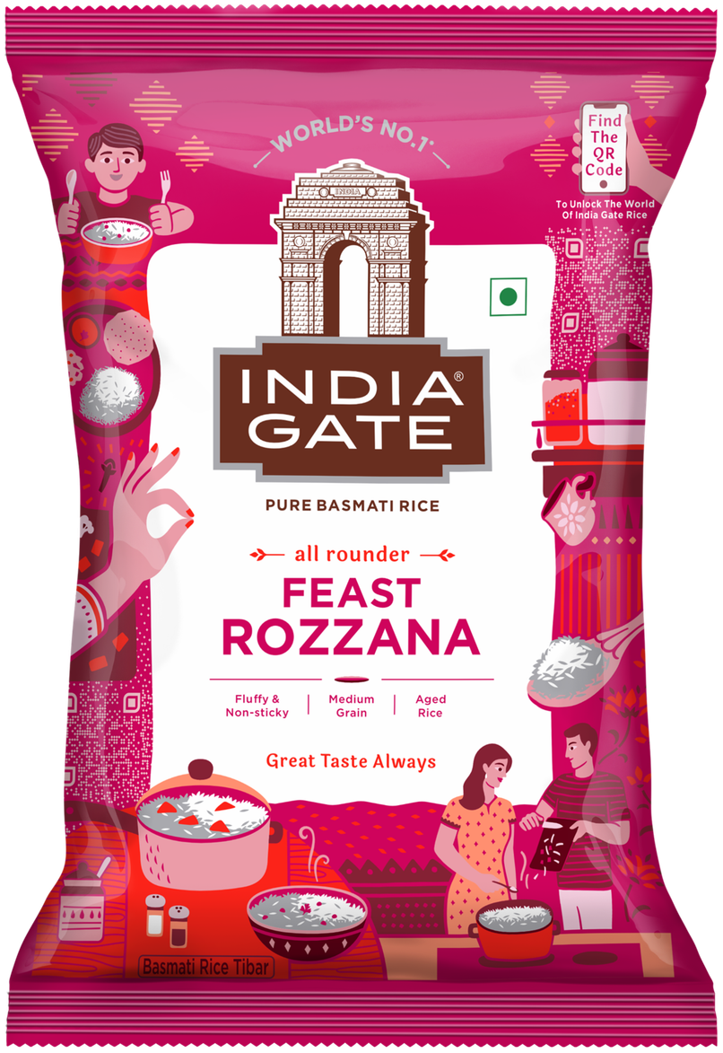 India Gate All Rounder Feast Rozzana Basmati Rice | Aged Rice | Fluffy and Non-Sticky