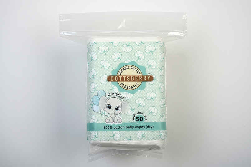 Cottsberry Organic Cotton Large Baby Wipes (Dry) with Aloevera 50's