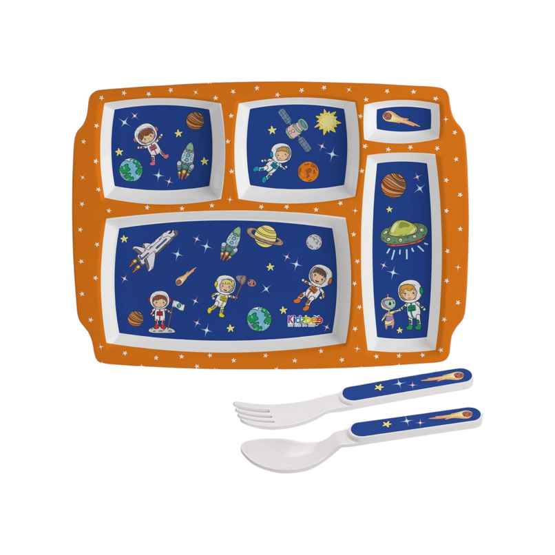 Cello Kidzbee Pentameal Cosmic Explorer Melamine Meal Set for Kids |Set of 3, Navy Blue