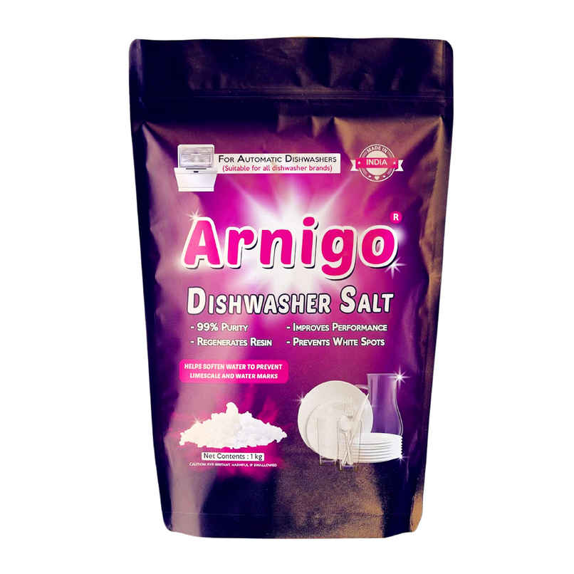 Arnigo Dishwasher Salt for All Dishwashers, Prevents Spots & Enhances Cleaning