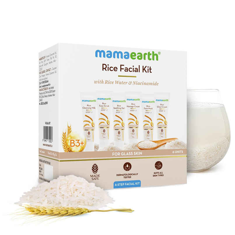 Mamaearth Rice Facial Kit With Rice Water & Niacinamide For Glass Skin