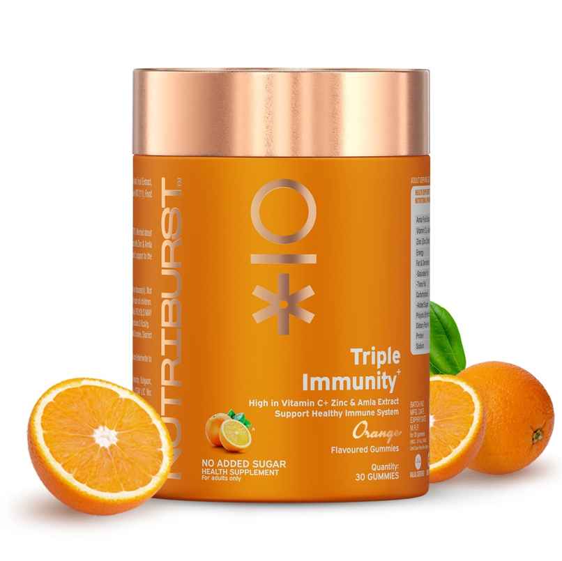 Nutriburst Triple Immunity Gummies With Vitamin C, Amla & Zinc Nutriburst Triple Immunity Gummies With Vitamin C, Amla & Zinc