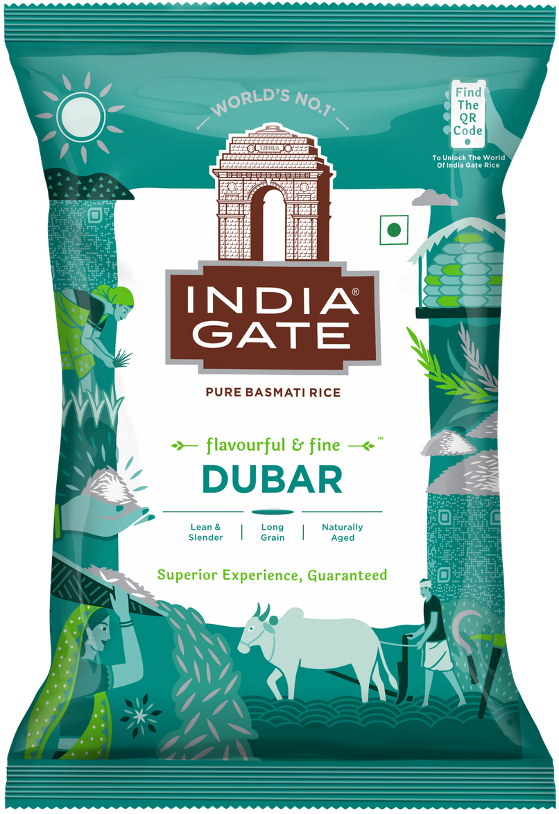 India Gate Flavourful and Fine Dubar Basmati Rice | Long and Slender Grains | Naturally Aged