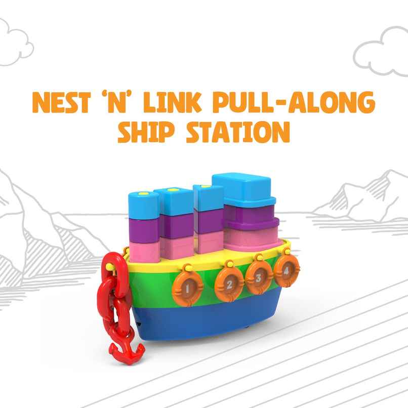WinMagic Toys Winmagic Lil Wizards 7-In-1 Stack, Nest 'N' Link Pull-Along Ship Station WinMagic Toys Winmagic Lil Wizards 7-In-1 Stack, Nest 'N' Link Pull-Along Ship Station