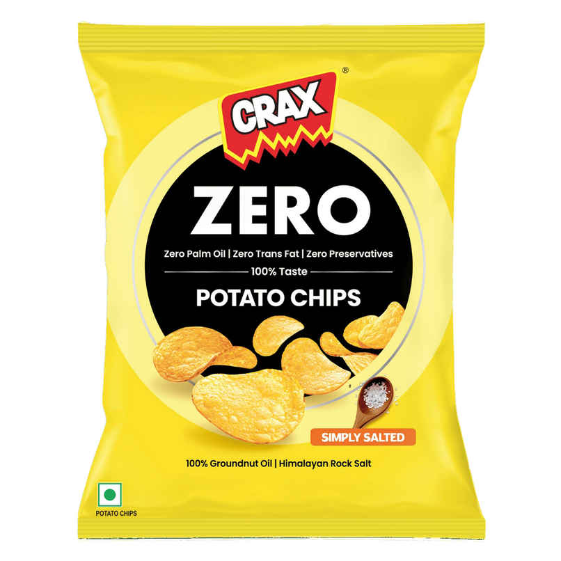 Crax Zero Classic Salted Potato Chips Snacks | No Palm Oil With Himalayan Rock Salt Crax Zero Classic Salted Potato Chips Snacks | No Palm Oil With Himalayan Rock Salt