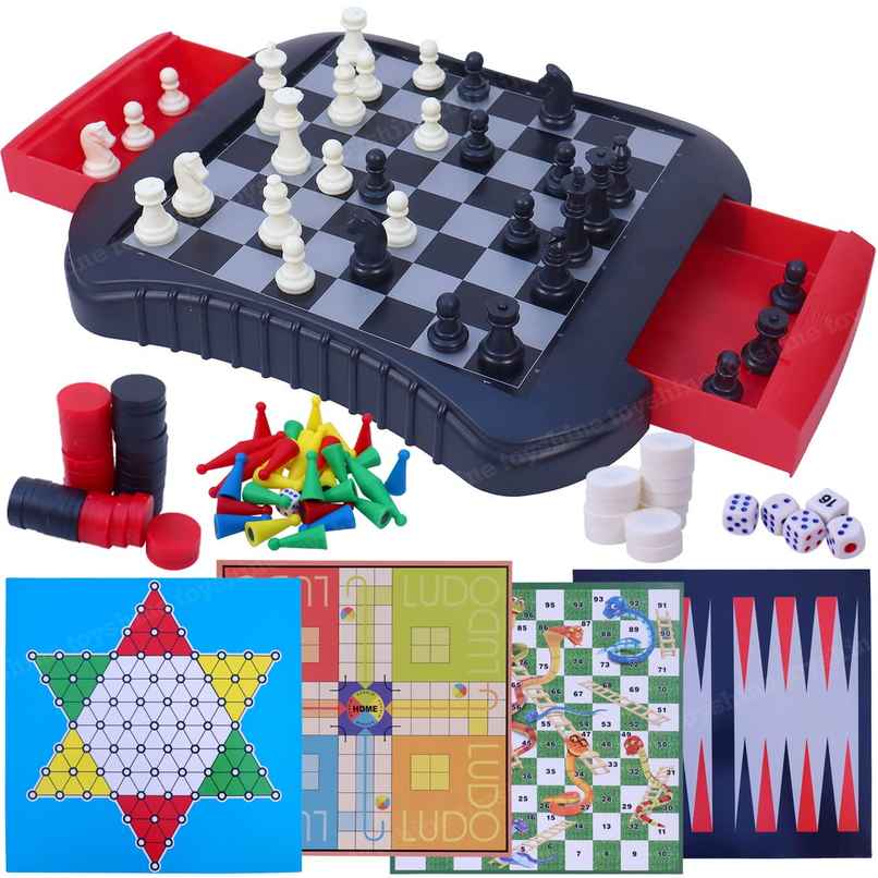 Toyshine 6-in-1 Magnetic Game Set with Chess, Ludo, and More