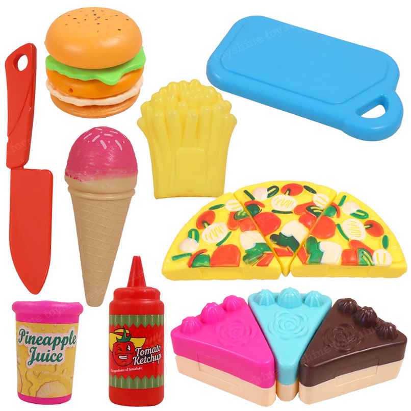 Toyshine Pizza Party Fast Food Pretend Cooking & Cutting Play Set Toy For Kids - Assorted