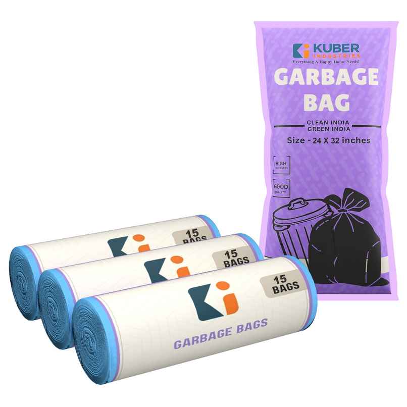Kuber Industries 24x32 Inches Premium Garbage Bags for Dustbin | 45 Bags (3 Rolls) Blue